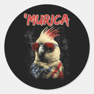 Cool Patriotic Atiel Bird 4th Of July American Fla Classic Round Sticker
