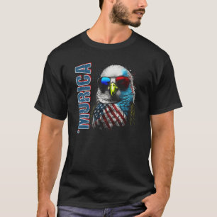 Cool Patriotic Budgie Bird Murica 4th of July Budg T-Shirt