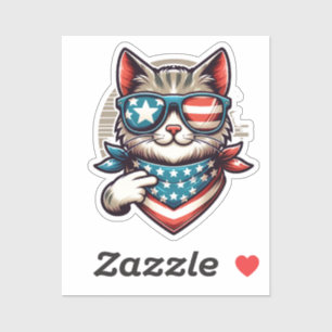 Cool Patriotic Cat with Flag Shades