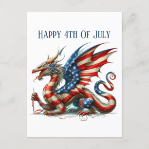 Cool Patriotic dragon add message Holiday Postcard