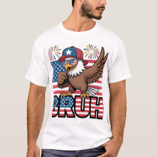 Cool Patriotic Eagle Bruh Design T-Shirt