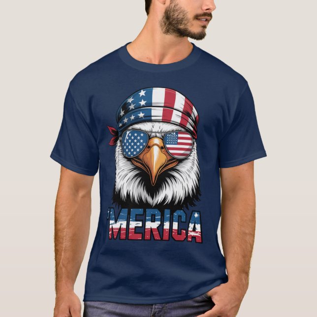 Cool Patriotic Eagle Merica T-Shirt (Front)