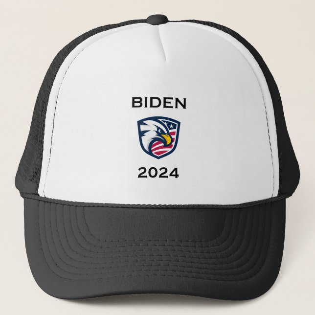 Cool Patriotic Joe Biden 2024 Election Eagle Trucker Hat (Front)