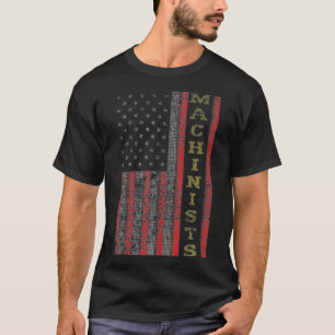 Cool Patriotic Machinists USA  US Flag Gift Idea T-Shirt