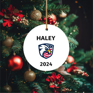 Cool Patriotic Nikki Haley 2024 Election Eagle Ceramic Tree Decoration