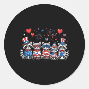 Cool Patriotic Racoon Squad Aamerican Flag 4th Of Classic Round Sticker