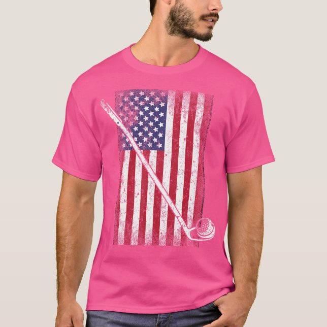 Cool Patriotic Usa American Flag Golf Sports Funny T-Shirt (Front)