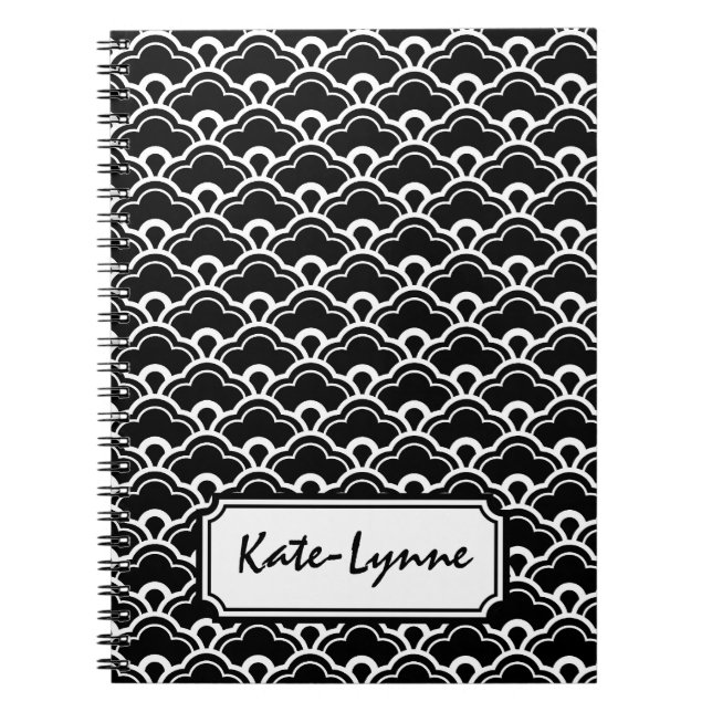 Cool Pattern Black and White Personalised Notebook (Front)