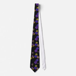 cool, pattern,flowers, blue, yellow and black tie