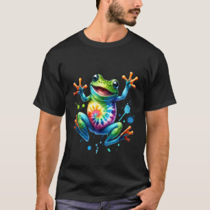 Cool Peace Frog Tie Dye T-Shirt For Boys And Girls