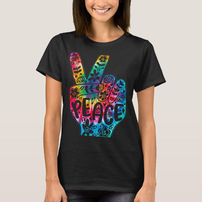 Cool Peace Hand Tie Dye  For Boys And Girls T-Shirt (Front)