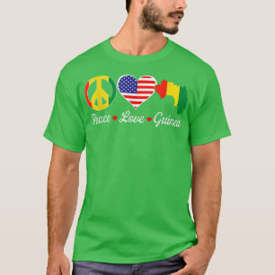 Cool Peace Love Guinea Flag American Heart Patriot T-Shirt