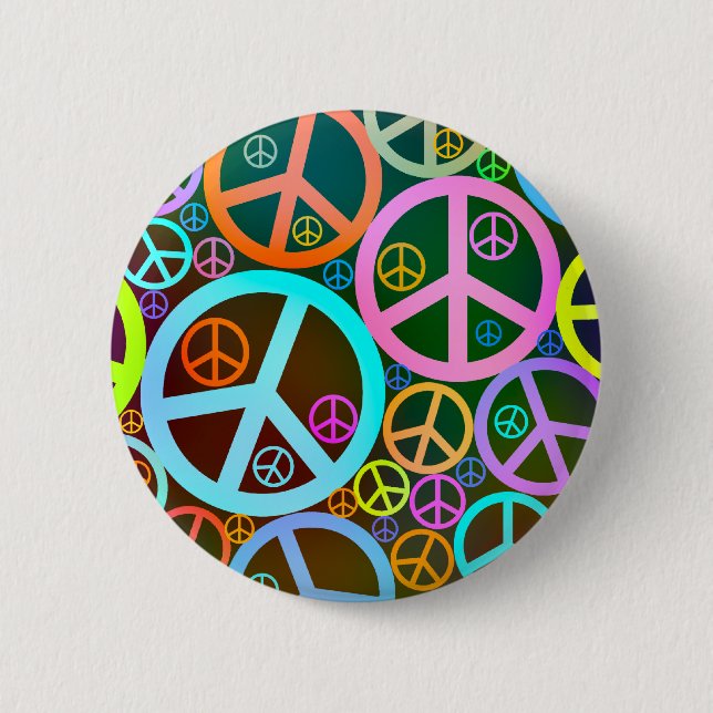 Cool Peace Love Heart 6 Cm Round Badge (Front)