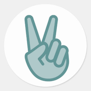 Cool Peace Sign Hand Emoji Classic Round Sticker