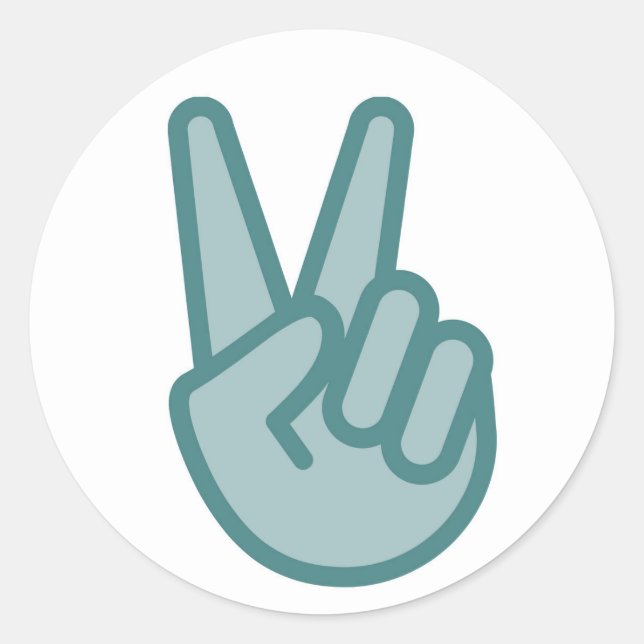 Cool Peace Sign Hand Emoji Classic Round Sticker (Front)