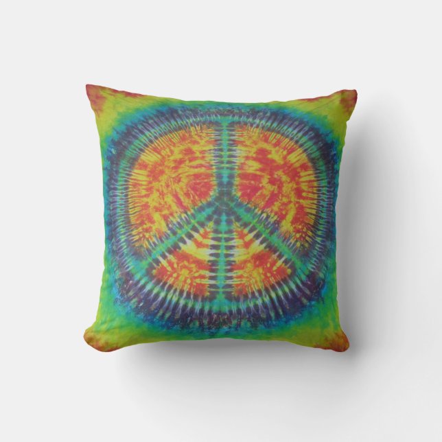 Cool Peace Sign Tie Dye American MoJo Pillow (Front)