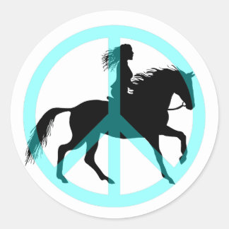 Cool peace symbol horse rider classic round sticker