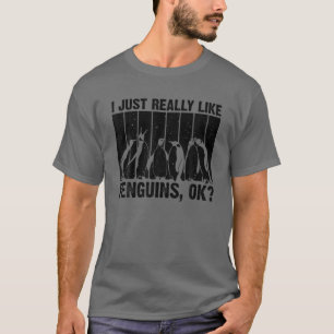 Cool Penguin Art For Men Women Kids Bird Penguin L T-Shirt