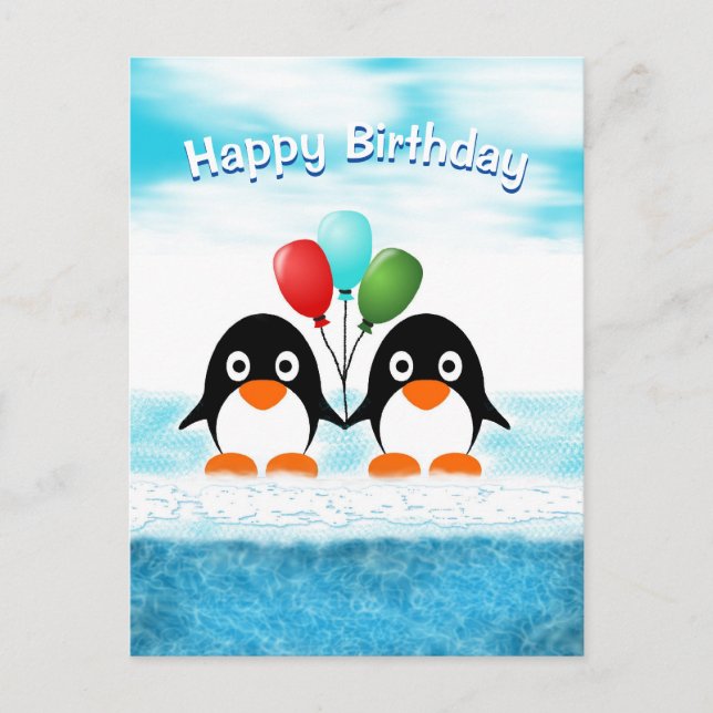 Cool Penguin Birthday Postcard (Front)