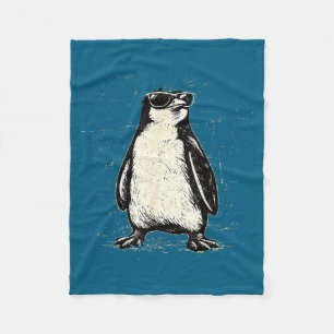 Cool penguin wearing sunglasses vintage animal fleece blanket