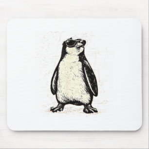 Cool penguin wearing sunglasses vintage animal mouse pad