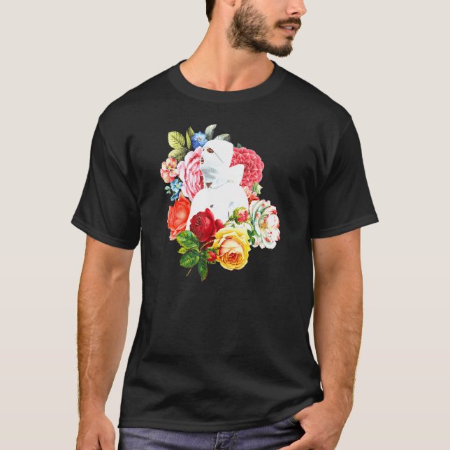 Cool Person in Balaclava With Flowers T-Shirt (Front)