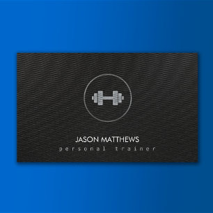 Cool Personal trainer Dumbbell Logo Black Business Card