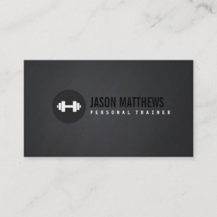 Cool Personal Trainer White Dumbbell Logo Fitness Business Card