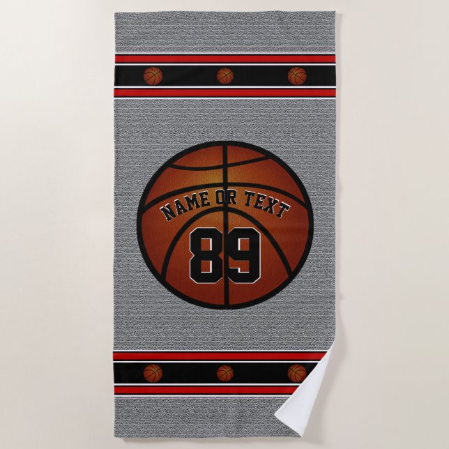 Cool Personalised Basketball Beach Towel for Him (Front)