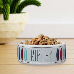 Cool Personalised Beach Surfboard Pattern Pet Bowl