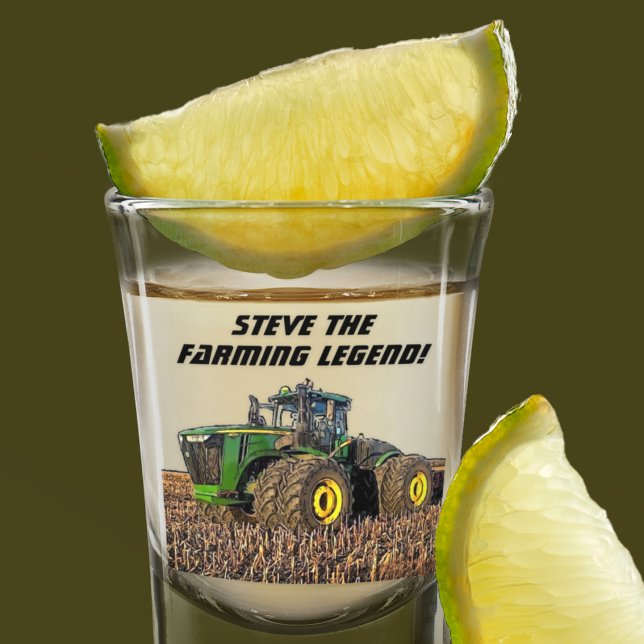 Cool Personalised Farming Legend Tractor Equipment Shot Glass (Farming Legend Shot Glass makes a great gift for the farmer in your life. Features a green tractor.)