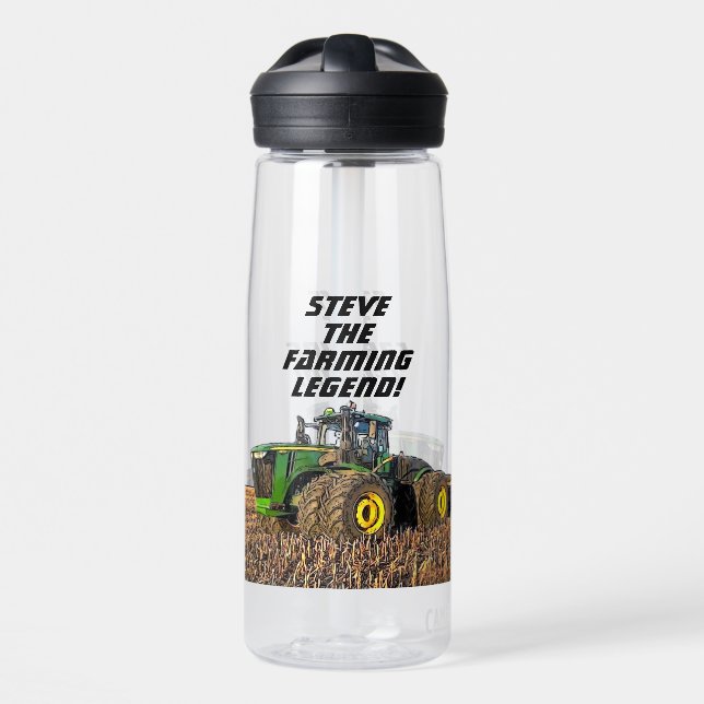 Cool Personalised Farming Legend Tractor Equipment Water Bottle (Front)