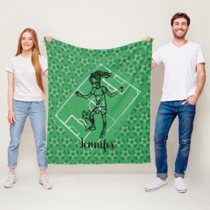 Cool personalised female soccer fleece blanket