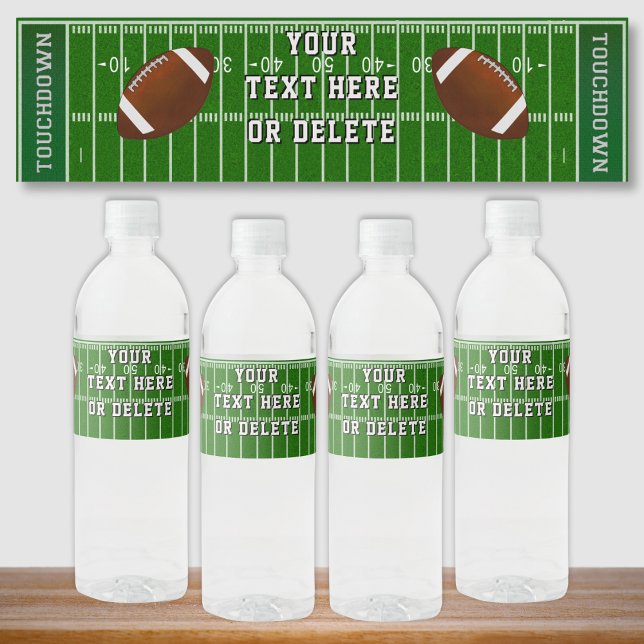 Cool Personalised Football Water Bottle Labels (Football Water Bottle Labels. Football end of season party ideas. Football party labels. Football.)