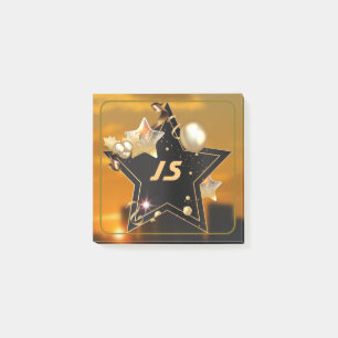 Cool Personalised Gold Black Stars Post-It Notes