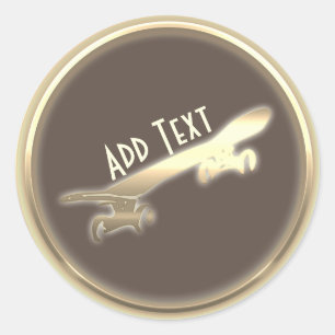 Cool Personalised Gold Skateboarding Sticker