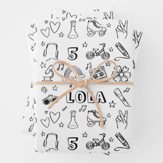 Cool Personalised Kids Colouring Birthday Musical Wrapping Paper Sheet