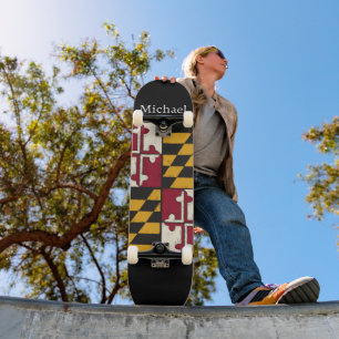 Cool Personalised Maryland State Flag Skateboard