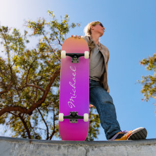 Cool Personalised Neon Ombre Skateboard