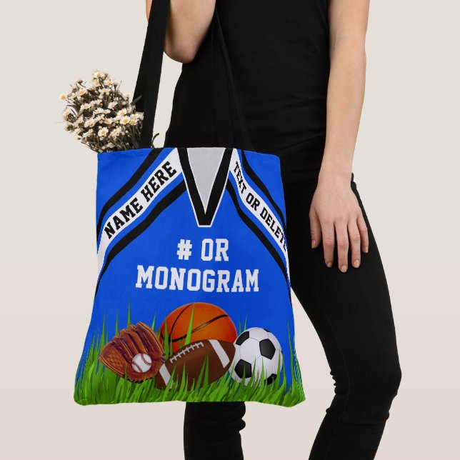 Cool Personalised Sports Tote Bag, Your Text Bag (Close Up)