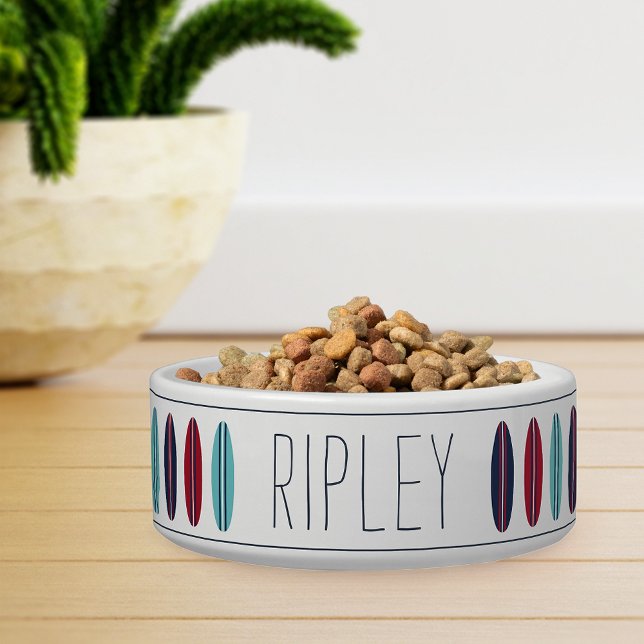 Cool Personalized Beach Surfboard Pattern Pet Bowl (Creator Uploaded)
