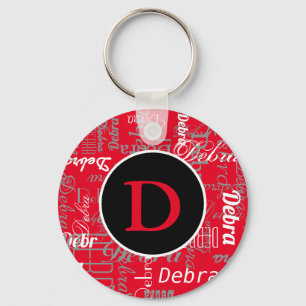 cool personalized black and red monogram key ring