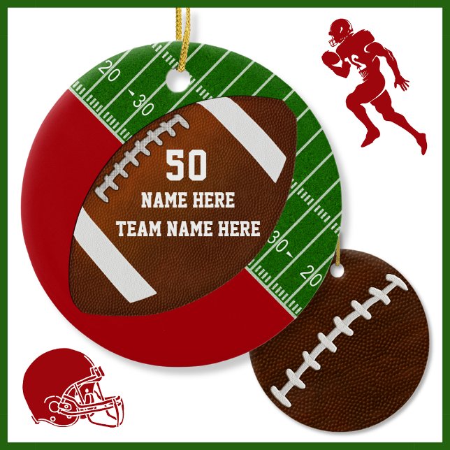 Cool Personalized Football Christmas Ornaments (Personalized Football Christmas Ornaments. Football Team Christmas Gifts. Football team gifts.)