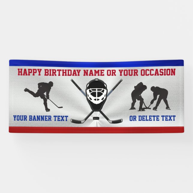 Cool PERSONALIZED Hockey Birthday Banner (Horizontal)