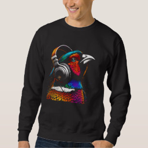Cool Pheasant Art for Music Lovers Christmas Birth Sweatshirt