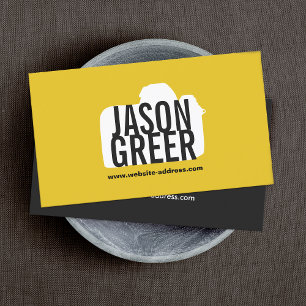 Cool Photographer Yellow Camera Logo Photography Business Card