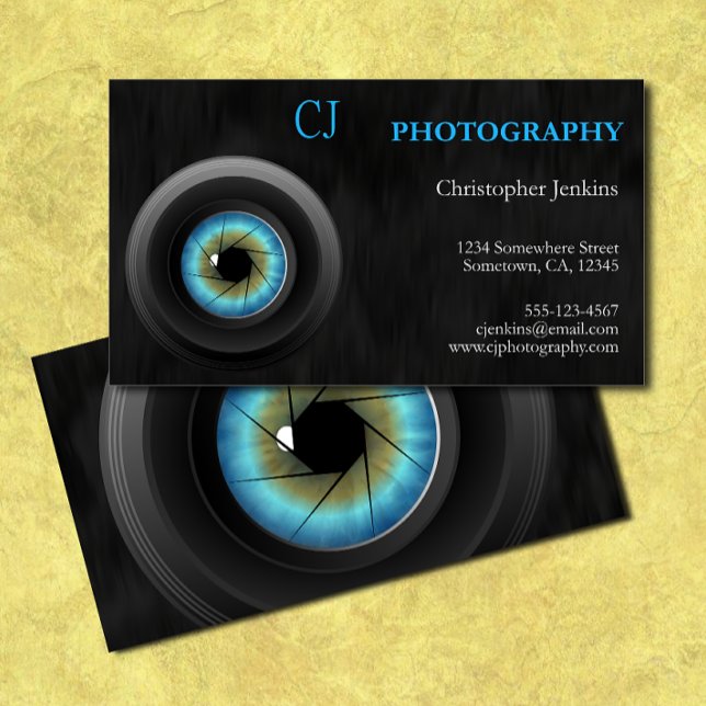 Cool Photography Blue Eye Camera Lens Photographer Business Card (Creator Uploaded)