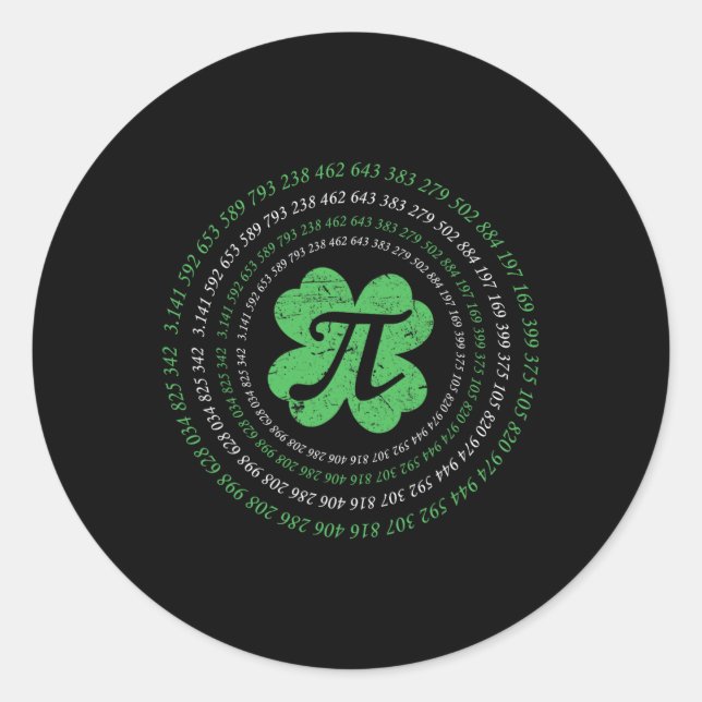 Cool Pi Day Shamrock Saint Patrick's Day Math Geek Classic Round Sticker (Front)