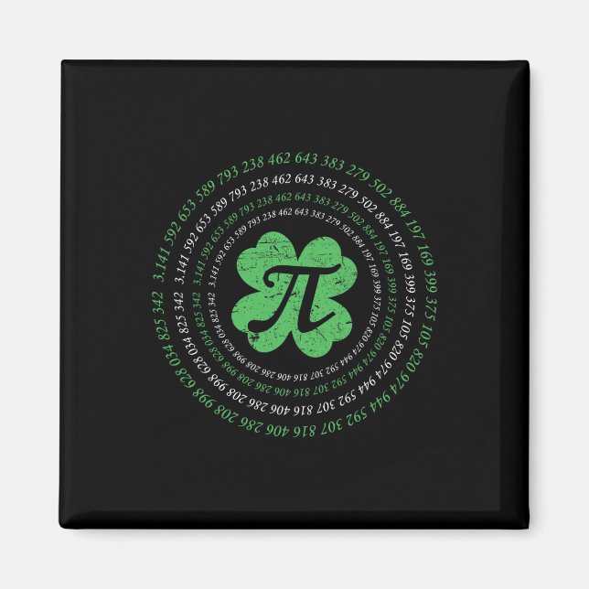 Cool Pi Day Shamrock Saint Patrick's Day Math Geek Magnet (Front)