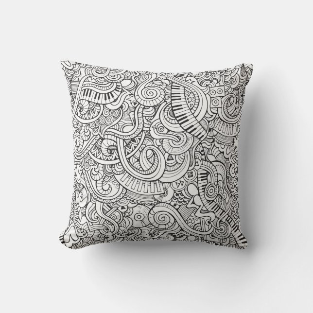 Cool Piano and Keyboard Musical Themed Cushion (Front)